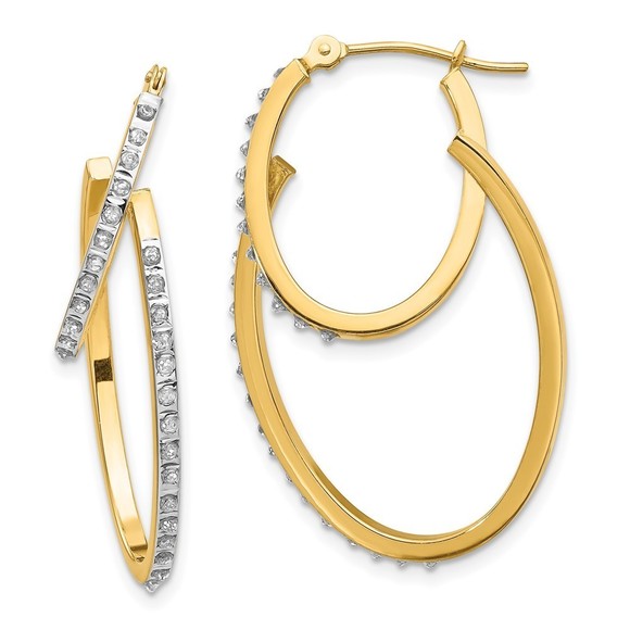 14k Yellow Gold Diamond Fascination Hinged Double Hoop Earring 31 - Main Image